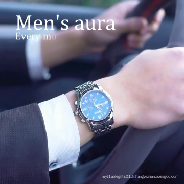OLEVS marque réel à trois yeux mode affaires sport Style chronométrage hommes montres Quartz noyau horloge en acier inoxydable montre étanche